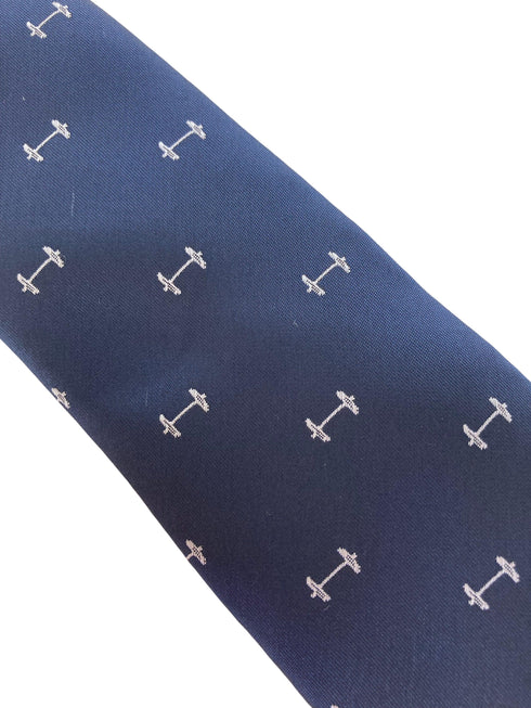 navy mens tie with weights gym barbell quirky design